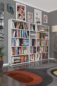 Kenzlife Süper Ga 3 Bölmeli 5 Raflı Suntalam 150x200x19 cm Beyaz Kitaplık