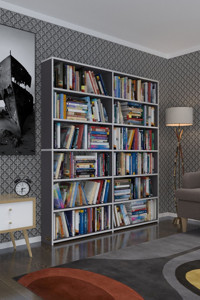 Kenzlife Süper Ga 2 Bölmeli 6 Raflı Suntalam 180x160x19 cm Gri Kitaplık