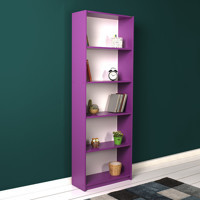 Adore Mobilya Modern 5 Bölmeli 5 Raflı Ahşap 64x182x26 cm Mor Kitaplık