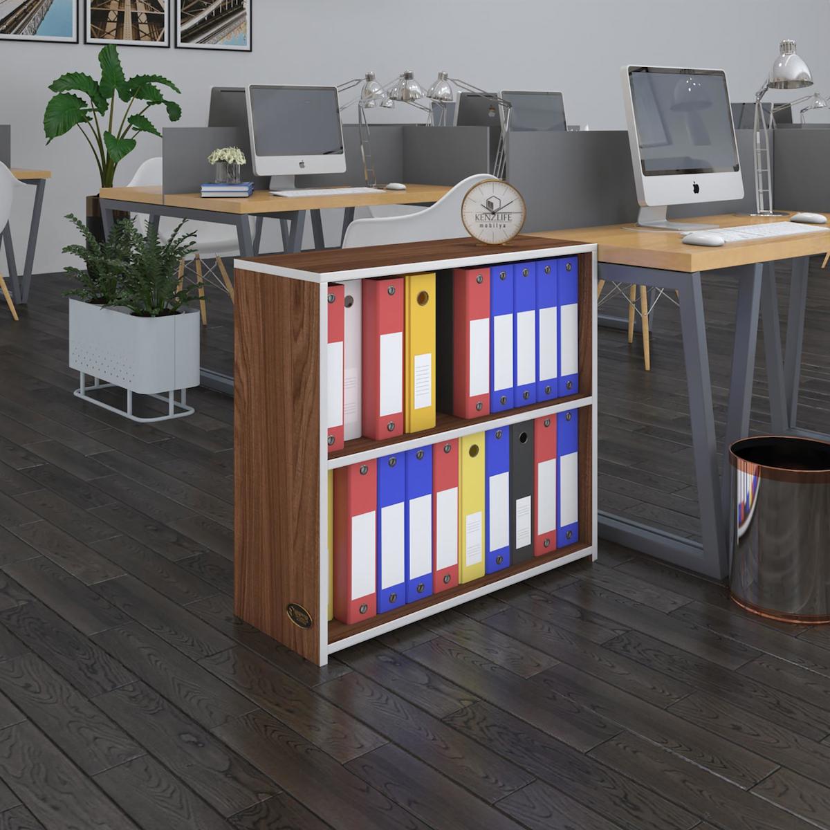 Kenzlife Burutay 2 Bölmeli 2 Raflı Suntalam 70x80x30 cm Kahverengi Kitaplık