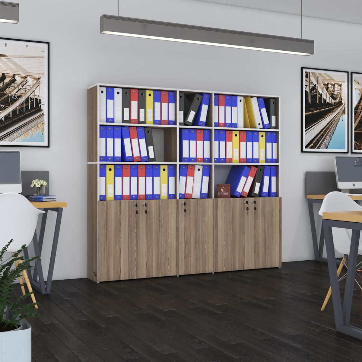 Kenzlife Gökbörü 6 Bölmeli 6 Raflı Suntalam 175x200x30 cm Tori Kitaplık