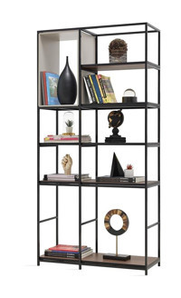 Enza Home Hampton 9 Bölmeli 9 Raflı Suntalam 190x93 cm Gri Kitaplık