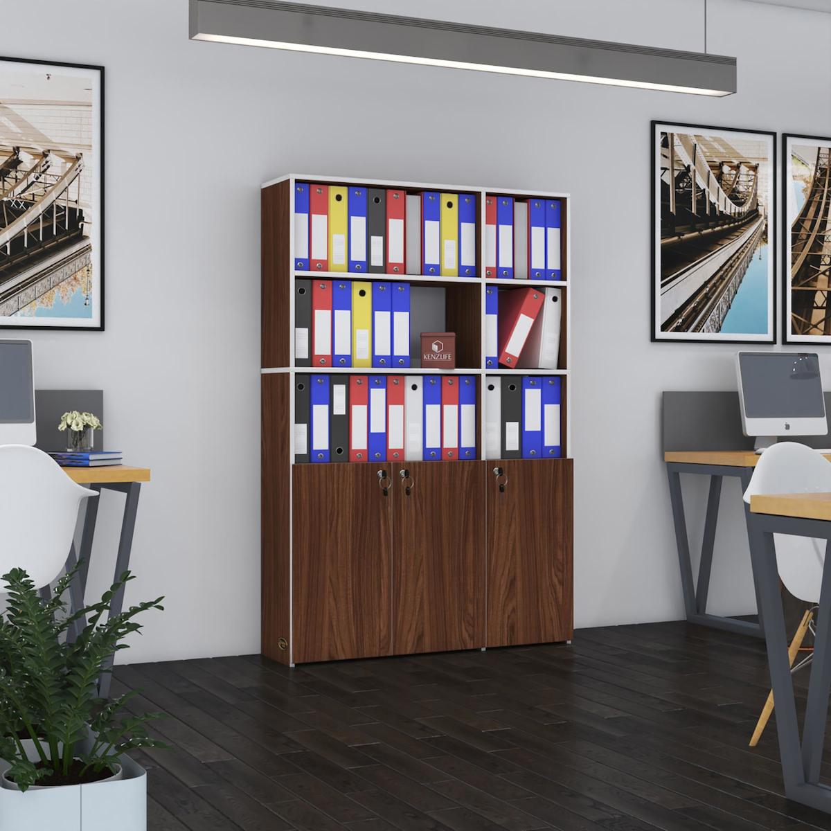 Kenzlife Alpdem 6 Bölmeli 6 Raflı Suntalam 175x120x30 cm Kahverengi Kitaplık