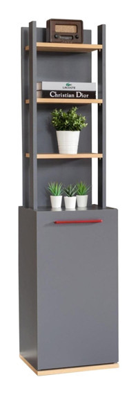 Setay Mobilya Antre 4 Bölmeli 4 Raflı Melamin 160x40x40 cm Gri Kitaplık