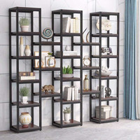 Zizuva Dekoratif 24 Bölmeli 24 Raflı Metal 179.5x180x30 cm Ceviz Kitaplık
