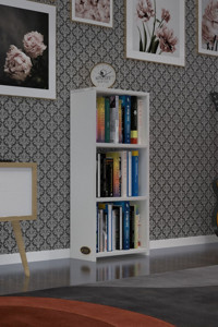 Kenzlife Süper Ga Tek Bölmeli 3 Raflı Ahşap 90x40x19 cm Beyaz Kitaplık
