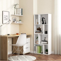 Aden Home Dekoratif 8 Bölmeli 4 Raflı Mdf Beyaz Kitaplık