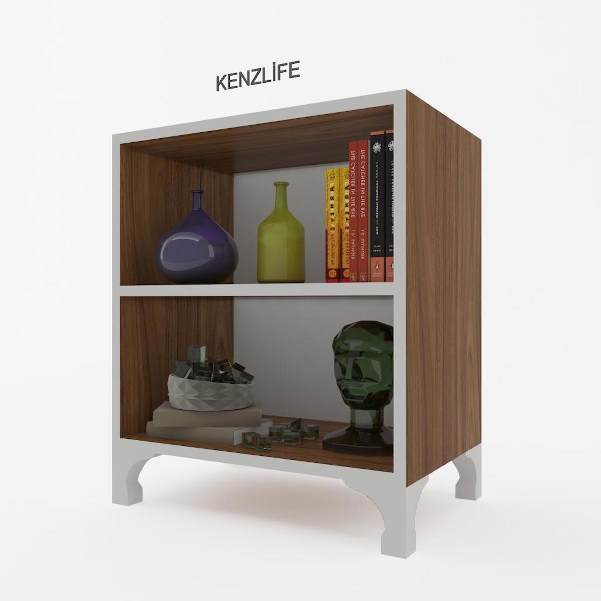 Kenzlife Tuğçe 2 Bölmeli 2 Raflı Suntalam 48x60x20 cm Kahverengi Kitaplık