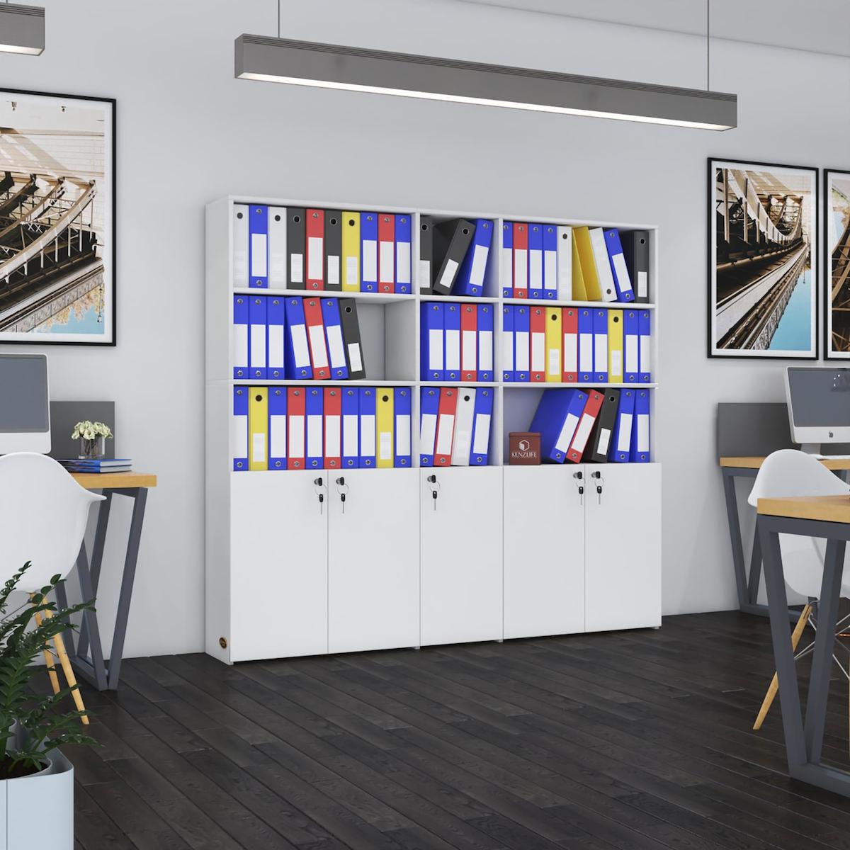 Kenzlife Gökbörü 6 Bölmeli 6 Raflı Suntalam 175x200x30 cm Beyaz Kitaplık