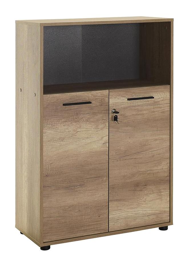 Adore Mobilya Newyork 3 Bölmeli 3 Raflı Ahşap 76x110x34 cm Tori 2 Kapaklı Kitaplık