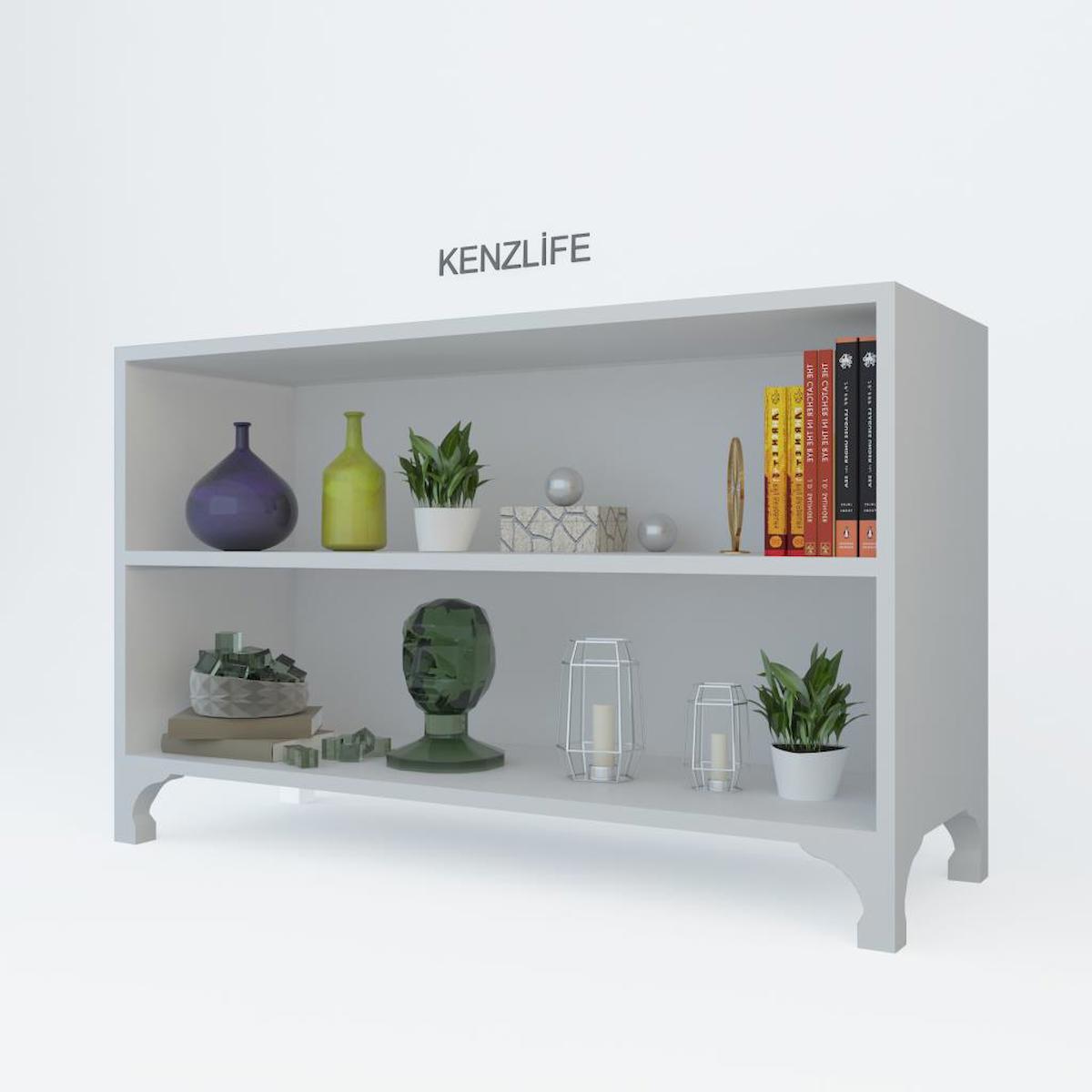 Kenzlife Tuğçe 2 Bölmeli 2 Raflı Suntalam 68x90x20 cm Beyaz Kitaplık