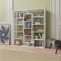 Aden Home Dekoratif 14 Bölmeli 14 Raflı Ahşap 135x120 cm Beyaz Kitaplık