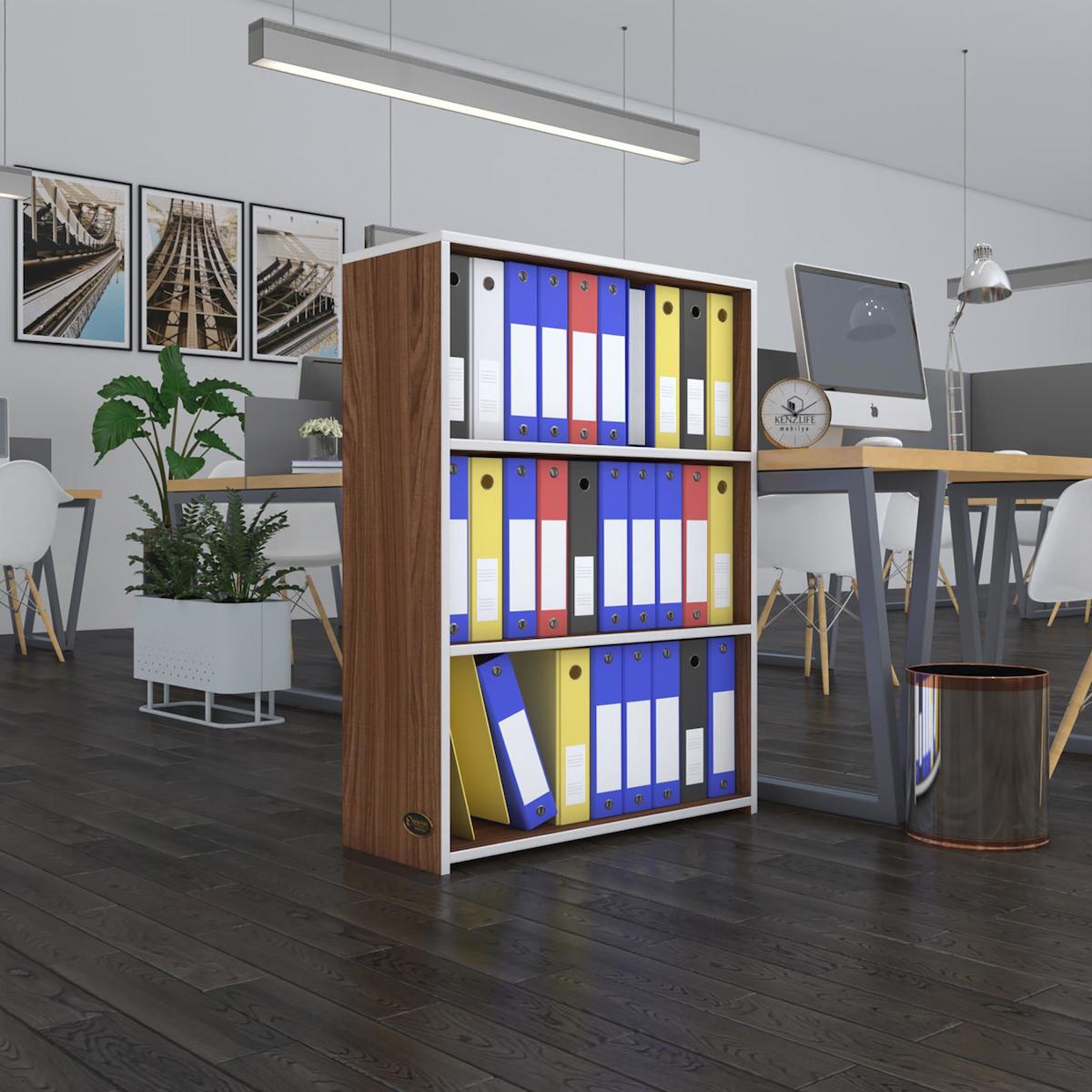 Kenzlife İlkutay 3 Bölmeli 3 Raflı Suntalam 105x80x30 cm Kahverengi Kitaplık