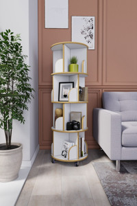 Zeo Wood Design Dekoratif 20 Bölmeli 20 Raflı Ahşap 133x45 cm Beyaz Kitaplık