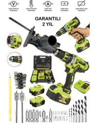 128 V 10 Bakır Sargı Darbeli Şarjlı Matkap (Tilki Testere Aparatı Hediyeli) Metal Şanzıman Vidalama