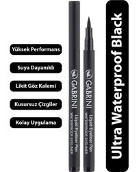 Gabrini Waterproof Liquid Suya Dayanıklı Mat Siyah Kalıcı İnce Uçlu Keçe Kalem Eyeliner