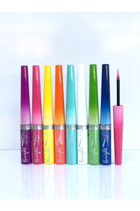 Roesia Rose Cosmetics 8 Renk Suya Dayanıklı Mat Neon Çok Renkli Kalıcı İnce Uçlu Fırça Likit Eyeliner