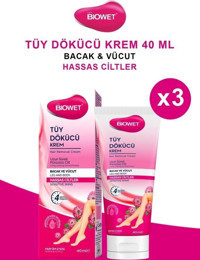 Biowet Hassas Ciltler İçin Tüm Vücut Tüy Dökücü Krem 3x40 ml