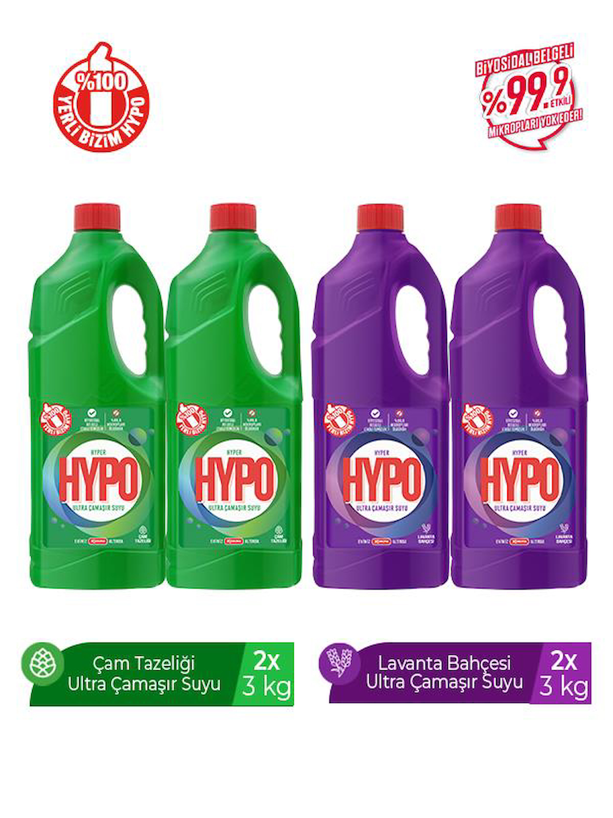 Hyper Hypo Ultra Çam Tazeliği ve Lavanta Bahçesi Banyo-Mutfak İçin Konsantre Jel Çamaşır Suyu 4x3 kg