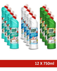 Doa Ultra Yoğun Beyaz Sabun-Kar-Çam Banyo-Mutfak İçin Jel Çamaşır Suyu 12x750 ml