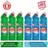 Hyper Hypo Ultra Çam Tazeliği ve Okaliptus Ferahlığı Banyo-Mutfak İçin Konsantre Jel Çamaşır Suyu 6x750 ml