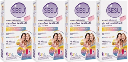Sesu Tüm Ciltler 4x24 Adet Kadın Bacak-Vücut Bölgesi Sir Ağda Bandı