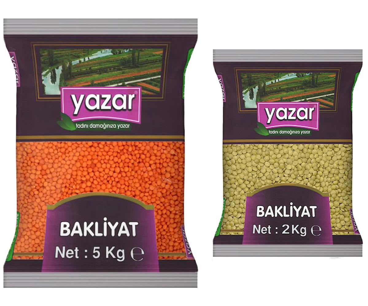 Yazar Kırmızı Mercimek 5 kg + Yazar Yeşil Mercimek 2 kg