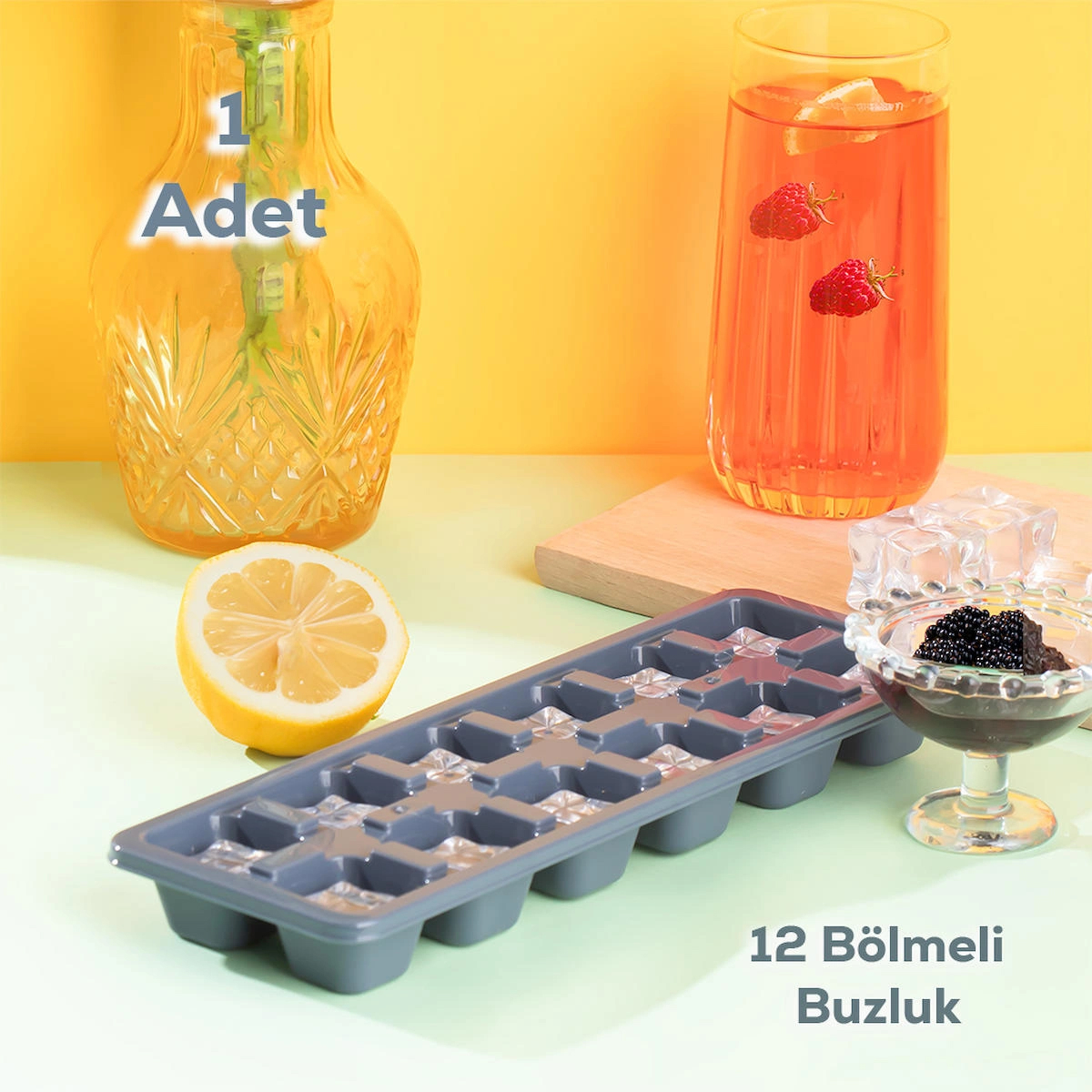 Porsima Plastik Gri Kare Buz Kalıbı