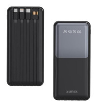 Sunix PB-49 12000 mAh Hızlı Şarj Dijital Göstergeli Micro Type C-USB-Lightning Çoklu Bağlantı Powerbank Siyah