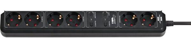 Brennenstuhl Eco-Line Topraklı Anahtarlı Akım Korumalı 6'lı 1.5 m USB Grup Priz Siyah