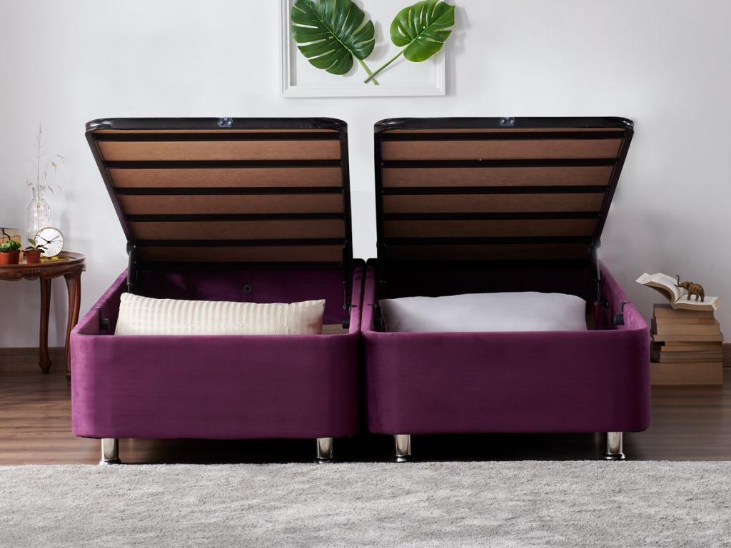 Niron Yatak Purple 150x200 cm Ayrılabilen Başlıksız Çift Kişilik Sandıklı Baza Mor