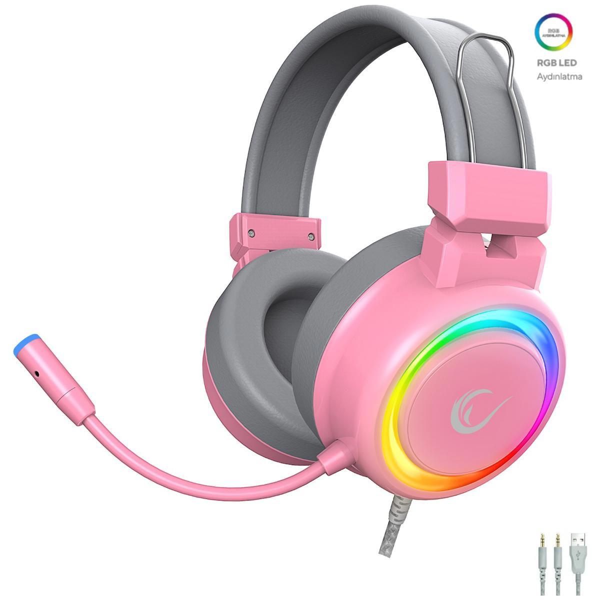 Rampage SN-R10 3.5 mm Mikrofonlu Kablolu Kulak Üstü Kulaklık Pembe