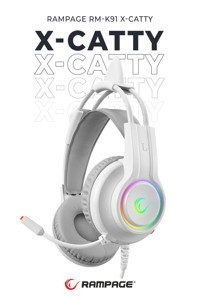 Rampage RM-K91 X CATTY 7.1 USB Mikrofonlu Kablosuz Kulak Üstü Kulaklık Beyaz