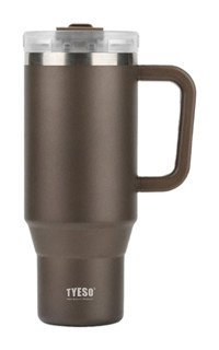 Tyeso QQ Paslanmaz Çelik 1.2 lt Pipetli Outdoor Matara Termos Kahverengi