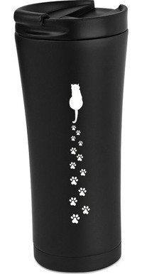Baylar Kedi Patili Paslanmaz Çelik 500 ml Outdoor Matara Termos Siyah