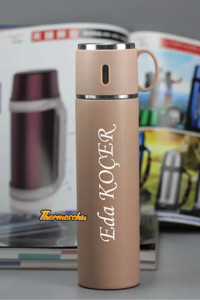 Megame Kişiye Özel Paslanmaz Çelik 580 ml Outdoor Matara Termos Kahverengi