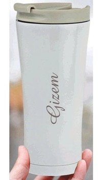 Flyon Look Kişiye Özel Paslanmaz Çelik 500 ml Outdoor Matara Termos Beyaz