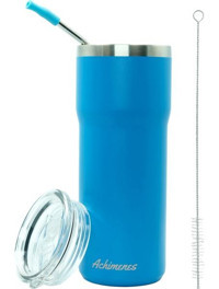 Achimenes Travel Paslanmaz Çelik 590 ml Pipetli Outdoor Matara Termos Mavi