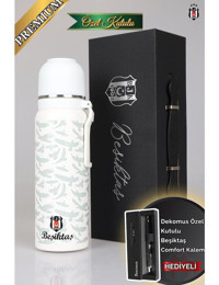 Dekomus Beşiktaş Çelik 650 ml Outdoor Matara Termos Beyaz
