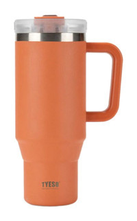 Tyeso QQ Paslanmaz Çelik 1.2 lt Pipetli Outdoor Matara Termos Turuncu