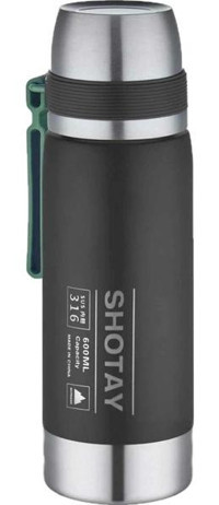 Shotay 8270 Çelik 600 ml Outdoor Matara Termos Siyah
