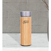 Bk Kişiye Özel 5316 Bambu - Çelik 500 ml Outdoor Matara Termos Gold