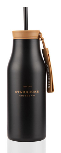 Starbucks Reserve Mücevher Serisi Paslanmaz Çelik 470 ml Pipetli Outdoor Matara Termos Siyah