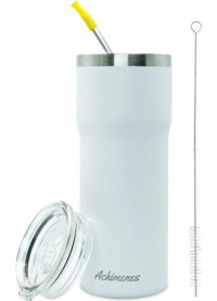 Achimenes Travel Paslanmaz Çelik 590 ml Pipetli Outdoor Matara Termos Beyaz