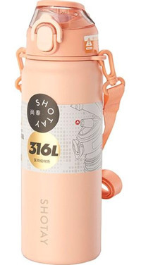 Shotay ST-8228 Çelik 750 ml Pipetli Matara Termos Pembe