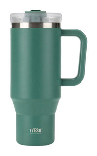 Tyeso QQ Paslanmaz Çelik 1.2 lt Pipetli Outdoor Matara Termos Yeşil