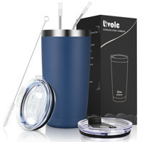 Livole Paslanmaz Çelik 600 ml Pipetli Outdoor Bardak Termos Lacivert