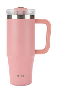 Tyeso QQ Paslanmaz Çelik 900 ml Pipetli Outdoor Matara Termos Pembe