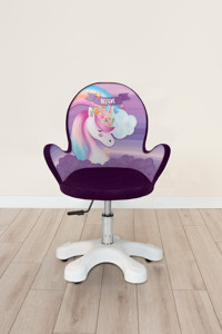 Popcorn Kids Unicorn Kolçaklı Dönerli Mor Çalışma Sandalyesi