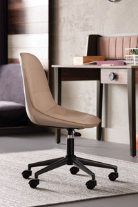 Enza Home Trendy Dönerli Kahverengi Çalışma Sandalyesi
